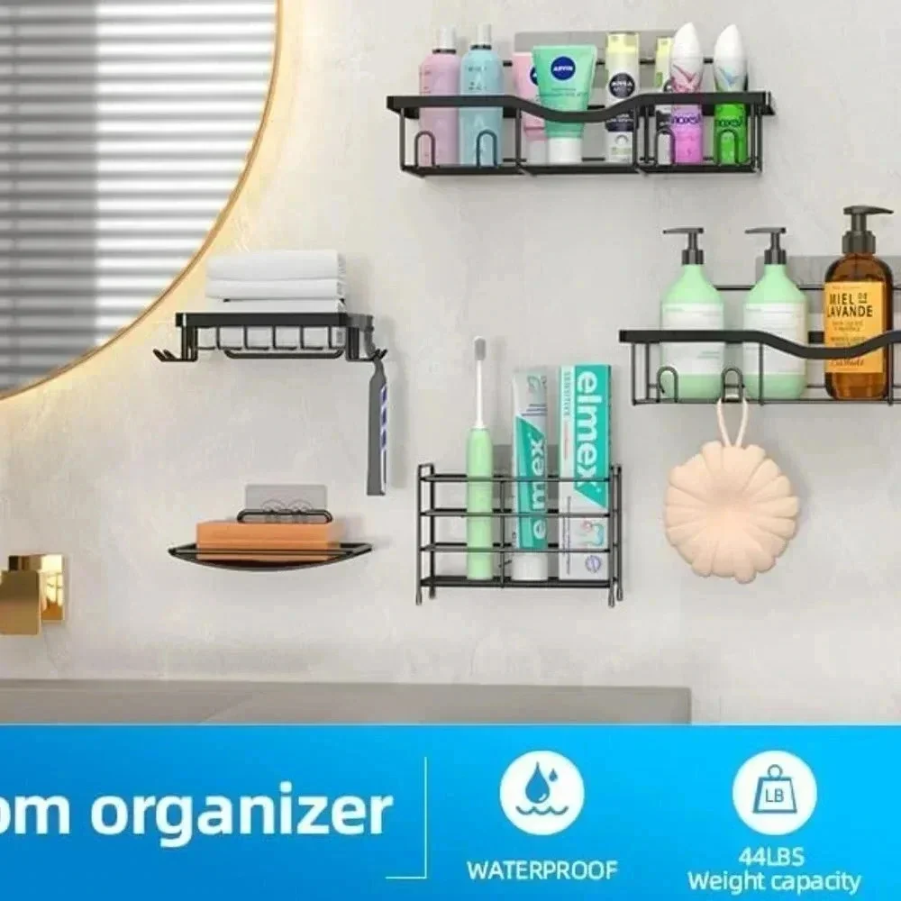 NO MORE MESS SHOWERS Shower Caddy Shelf Organizer, self Adhesive Shower Shelves